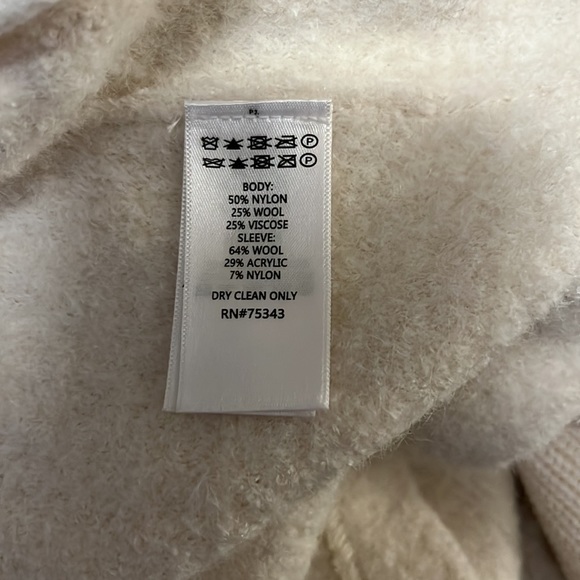 Cynthia Rowley Ivory Cream Oversized Open Wool-blend Cardigan With Knit … - Picture 5 of 9